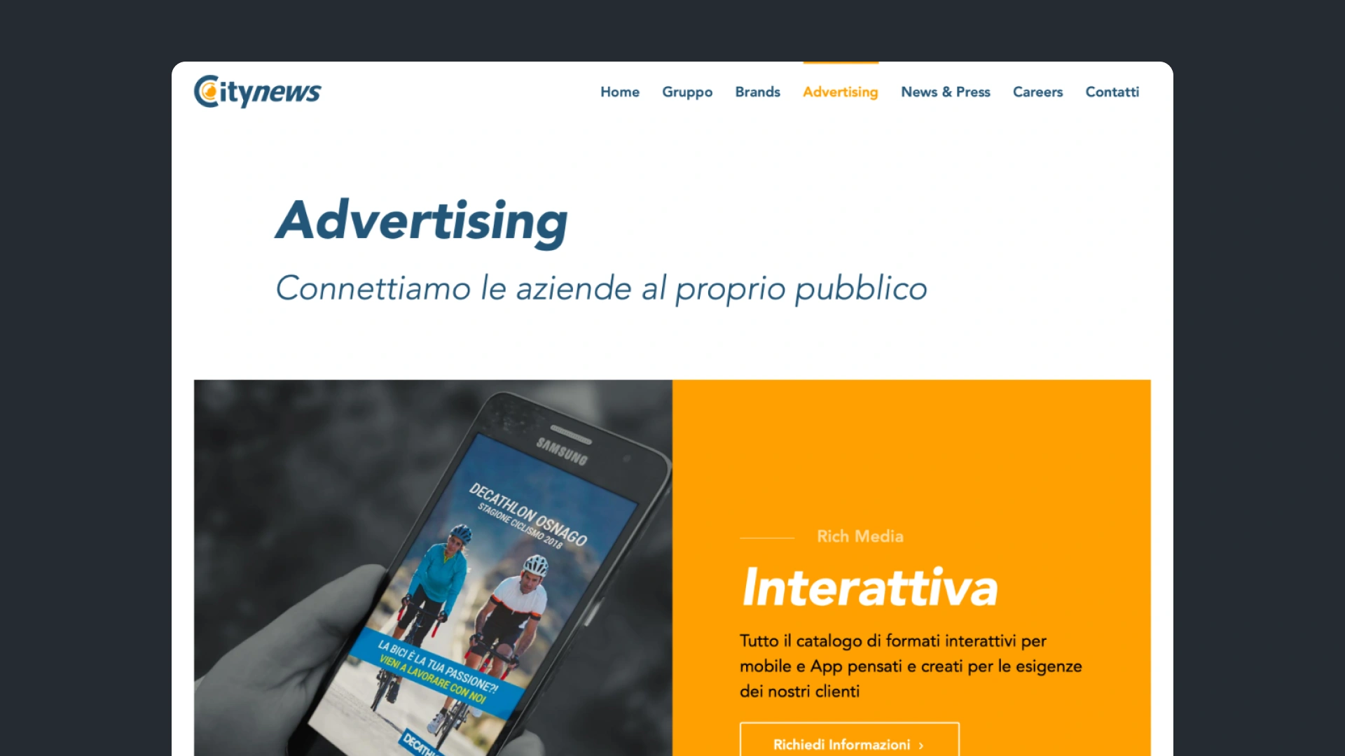Citynews corporate website layout