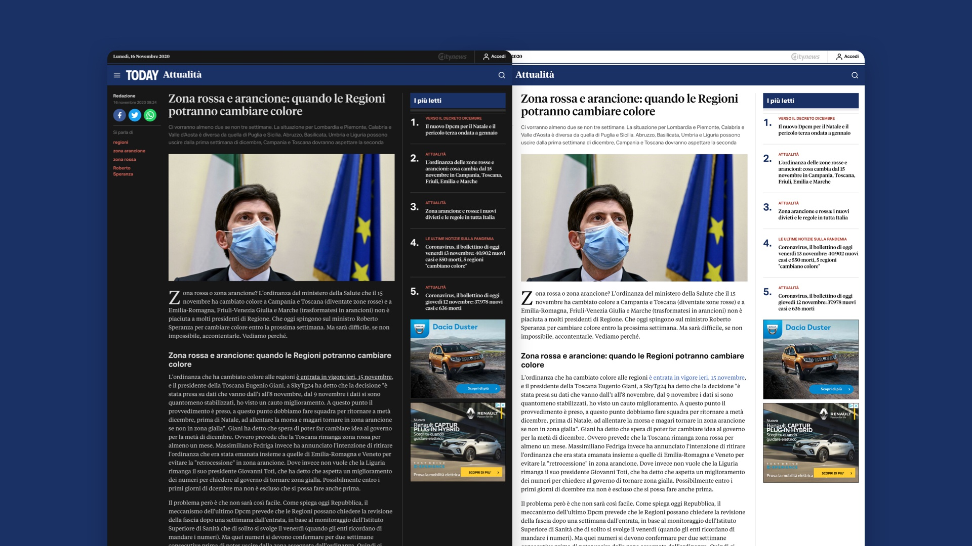 Today local news website interface