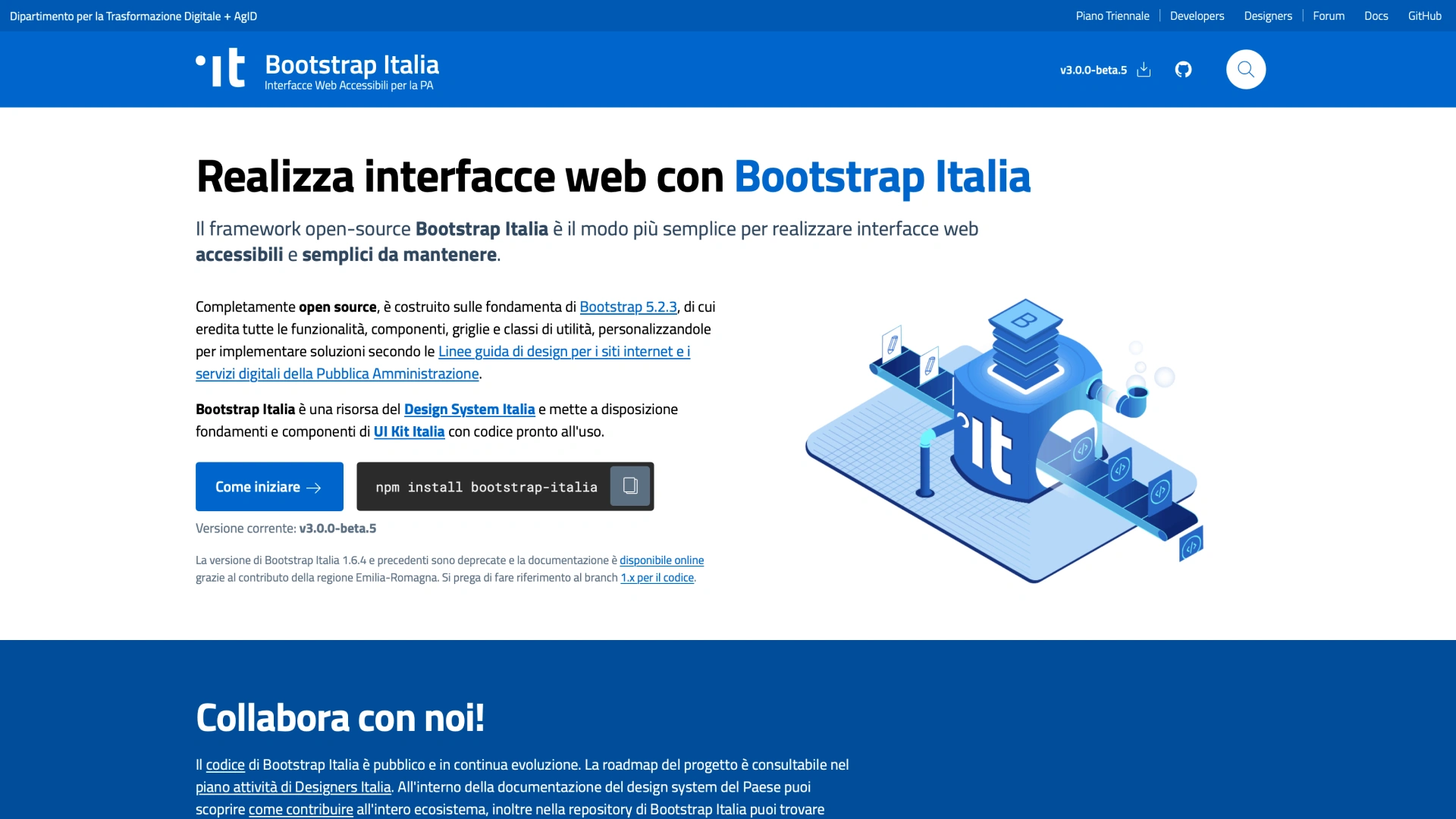 Bootstrap Italia front-end component library
