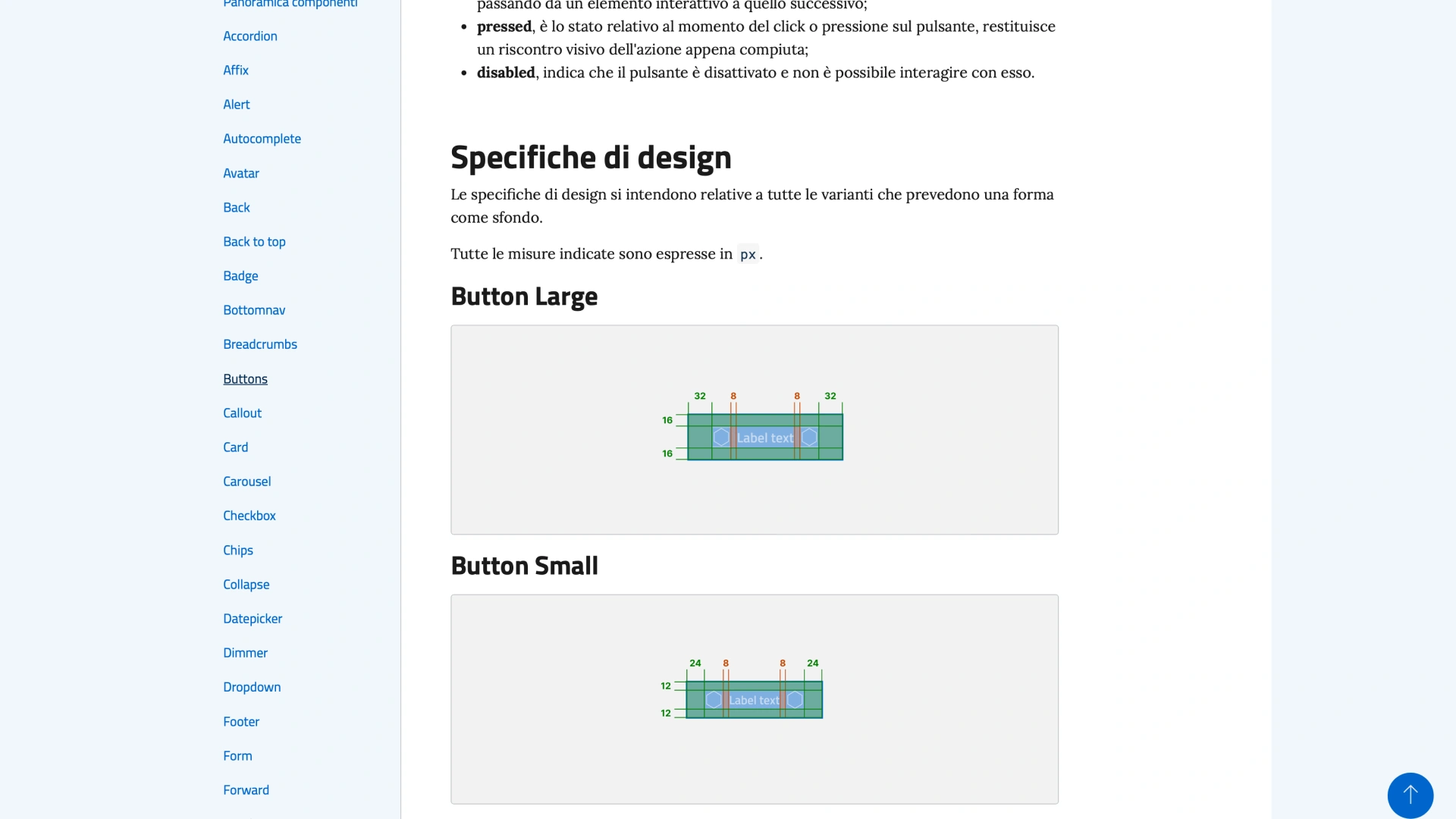Design System Italia component documentation