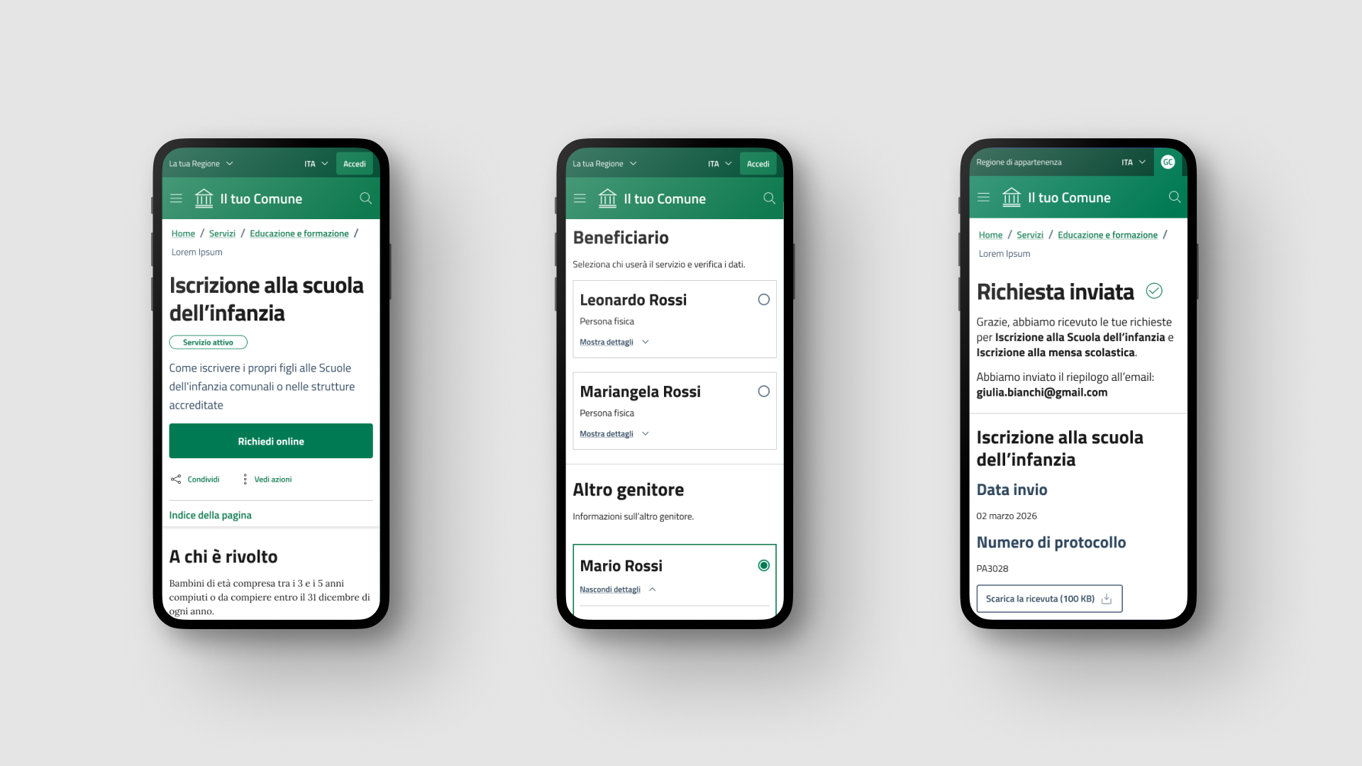 Municipality digital service page with a structured citizen journey