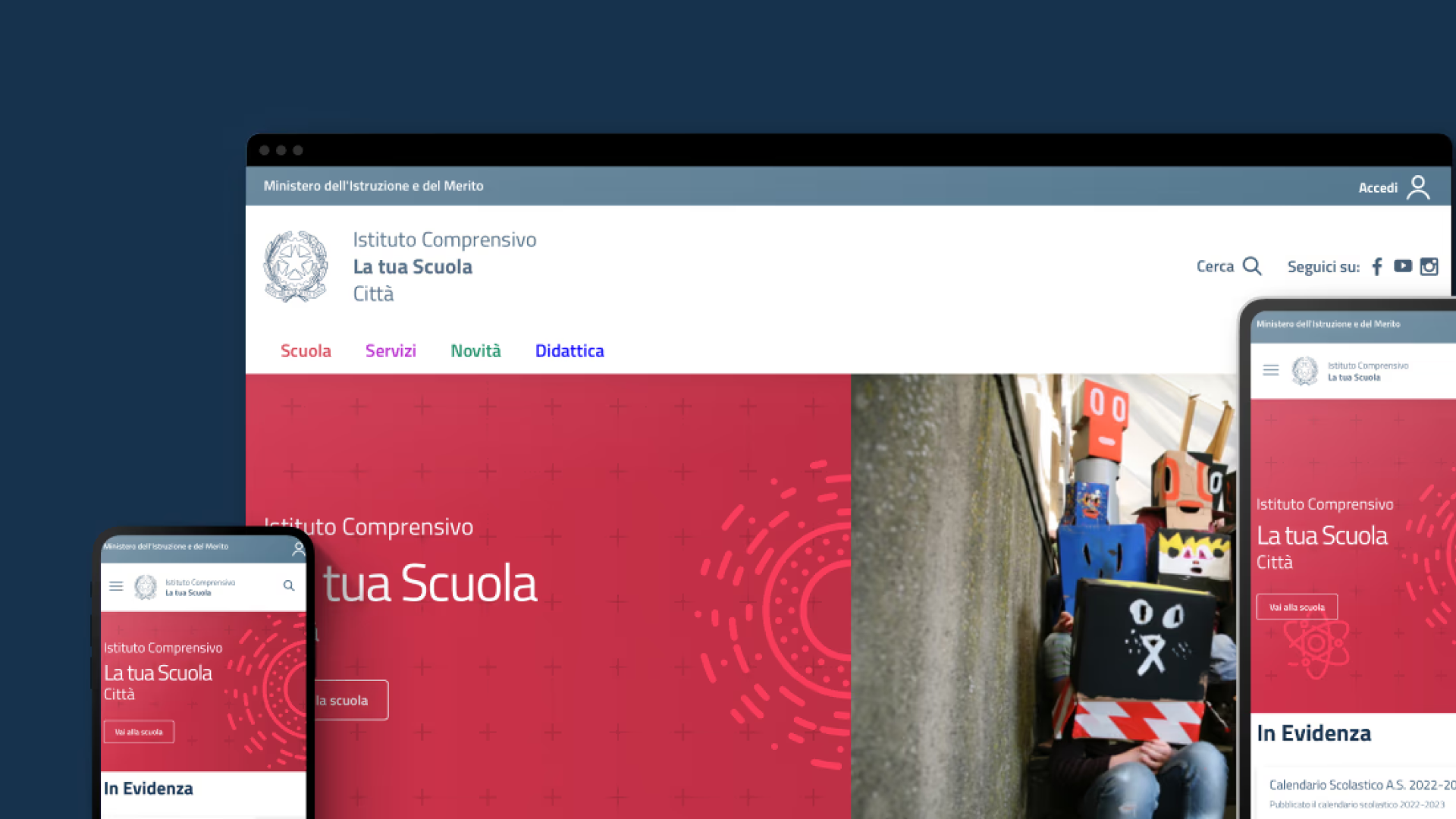 School website template with news, services, and school information